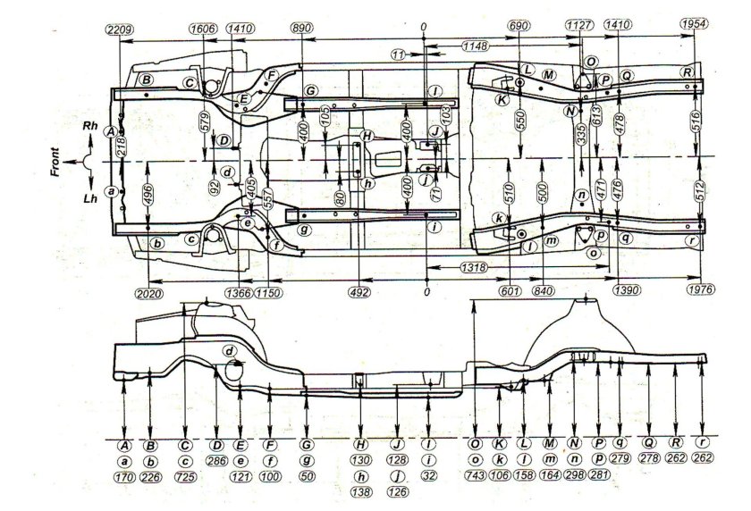 Геометрия кузова Тойота Королла 120 кузов