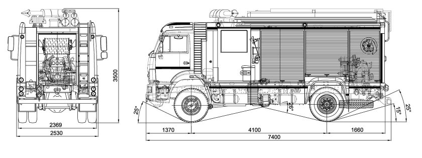 КАМАЗ АЦ-3.2-40 габариты