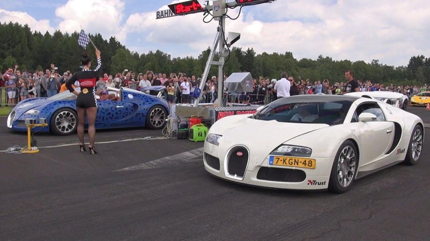 Гонка Феррари против Бугатти Вейрон