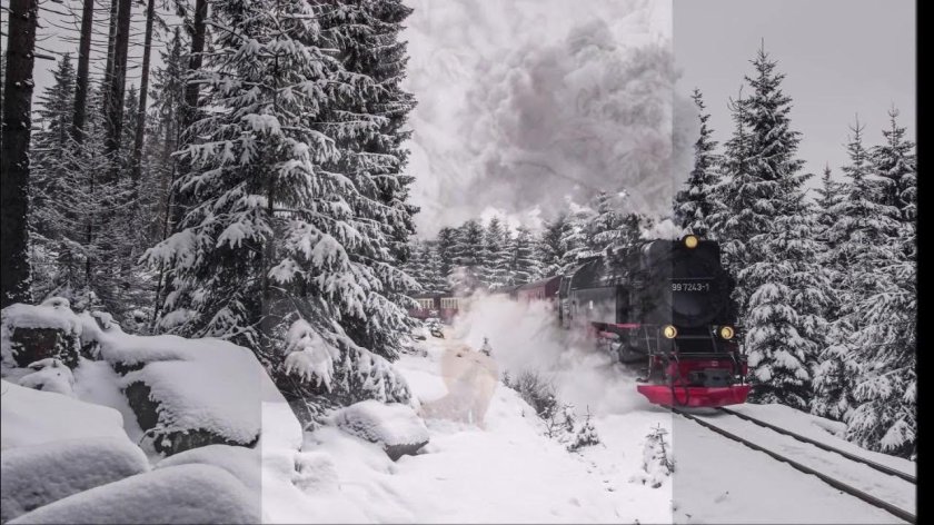 Поезд Хогвартс экспресс зима