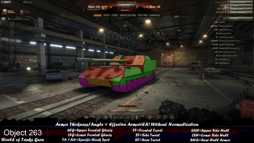 WOT объект 263 зоны пробития