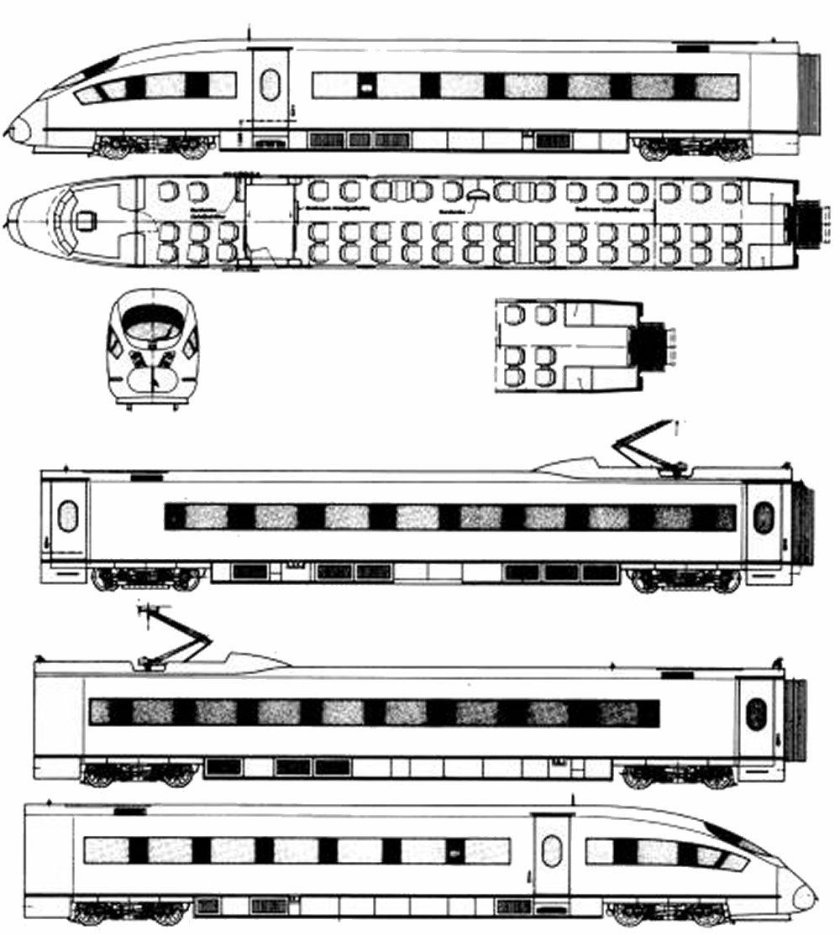 Поезд Сапсан чертежи