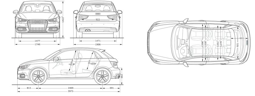 Габариты багажника Ауди а1