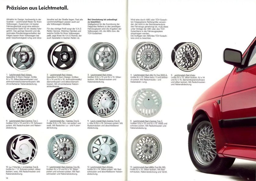 Размер диска Фольксваген гольф 2