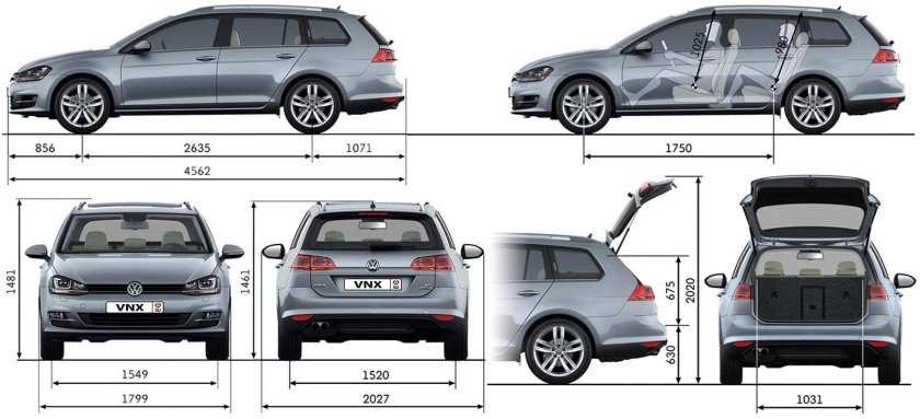 Габариты Фольксваген гольф 7