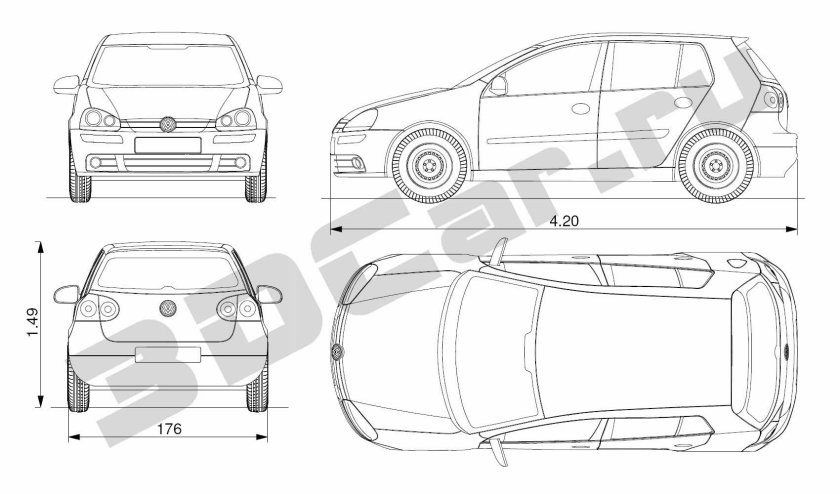 Габариты Фольксваген гольф 4