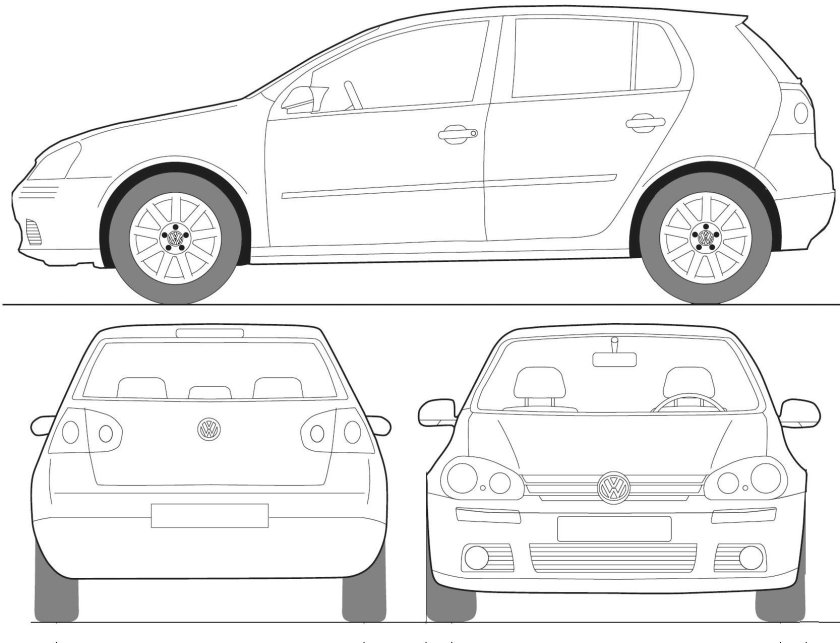 Чертеж Фольксваген гольф 3
