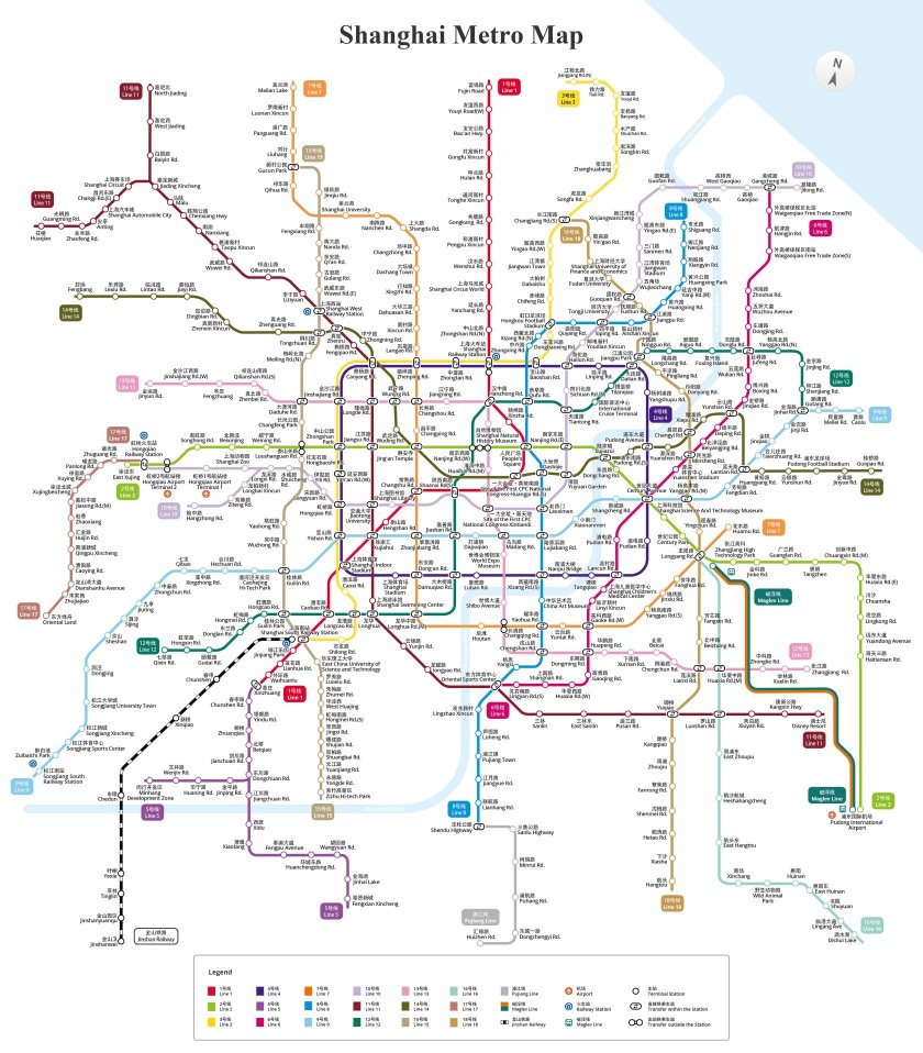 Карта метро шанхай