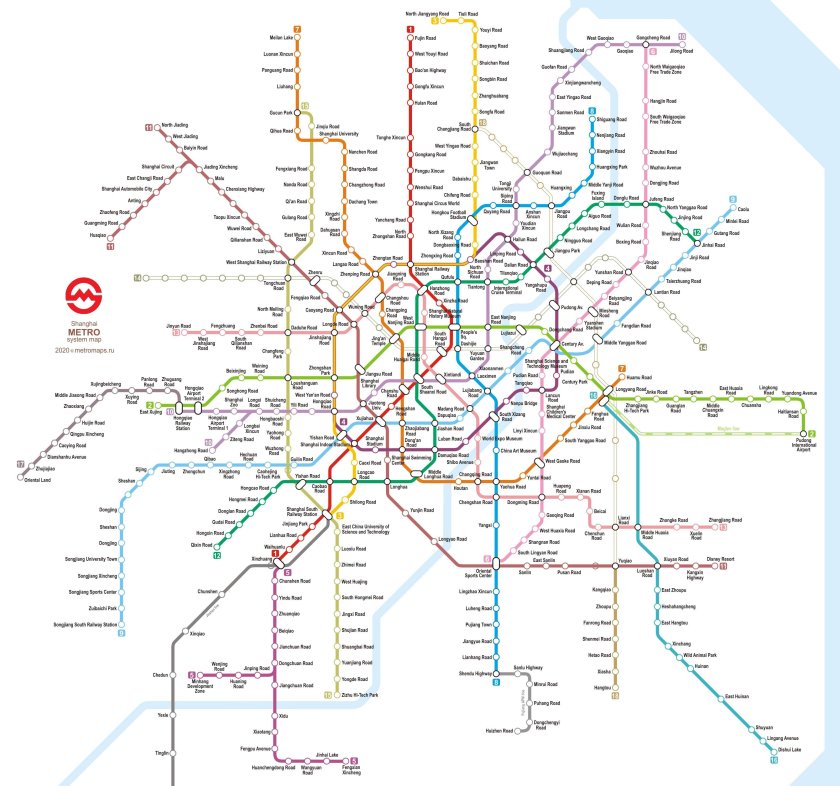 Карта метро Шанхая