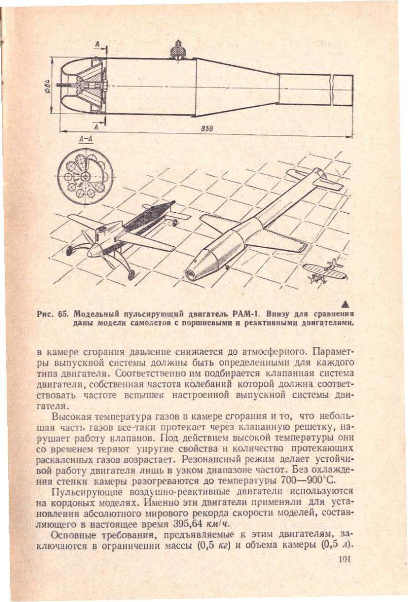 Пульсирующий реактивный двигатель для авиамоделей