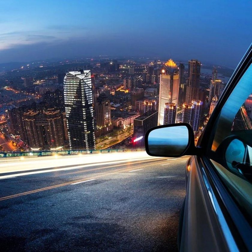 Ночной город из машины