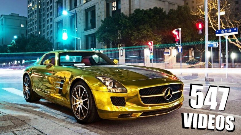 Золотой Mercedes-Benz SLS AMG.