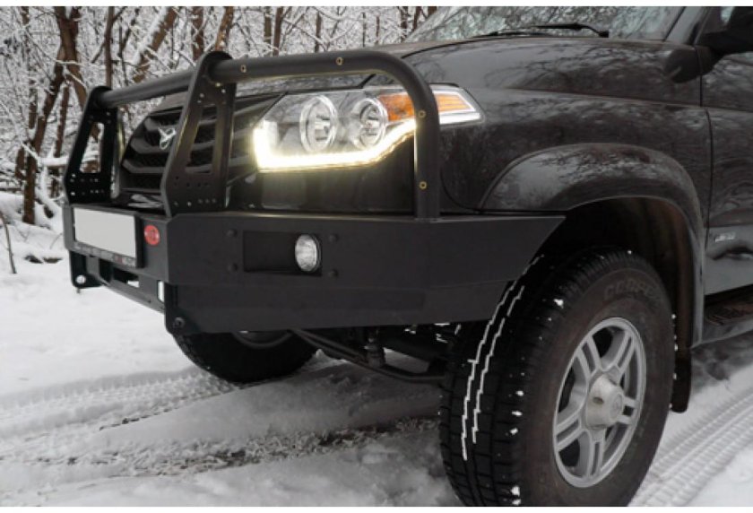 Силовой передний бампер на уаз патриот