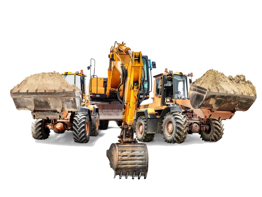 Экскаватор на белом фоне