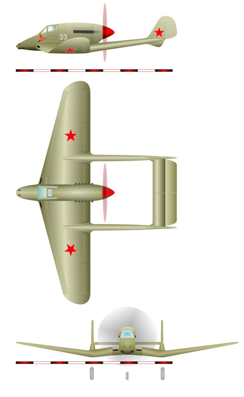 Американский самолет с винтом сзади