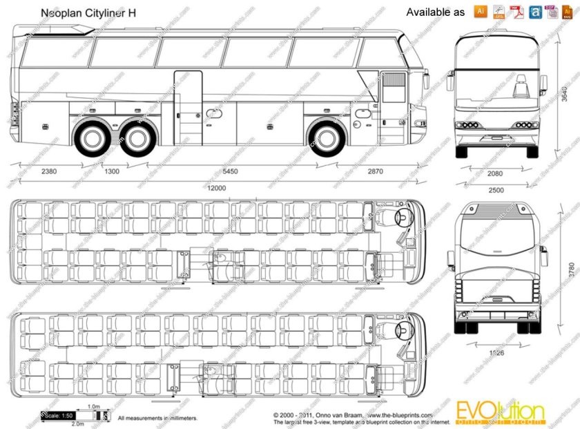 Автобус Neoplan 116 расположение мест