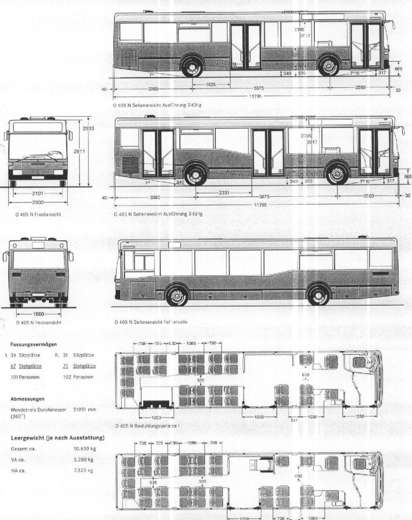 Mercedes-Benz o405 чертеж