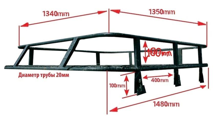 Багажник на крышу Нива 2121 чертеж