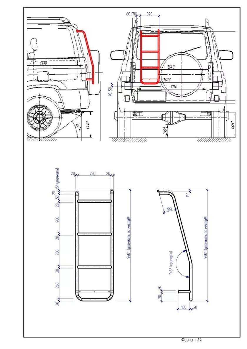 Чертеж багажника на УАЗ 469