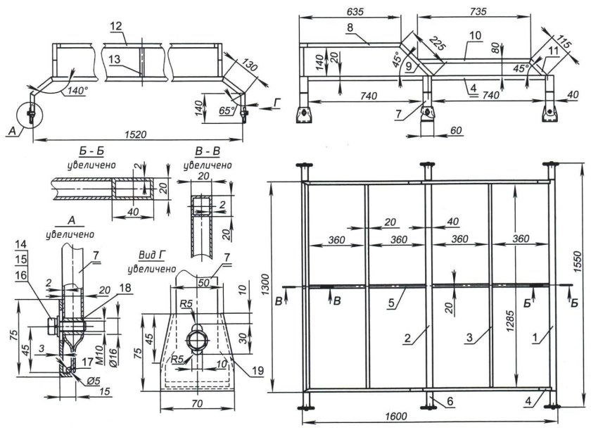 Багажник на крышу уаз буханка чертежи с размерами