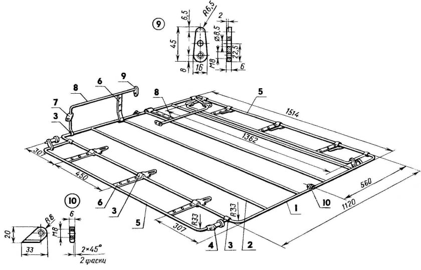 Багажник на крышу Нива 2121 чертеж