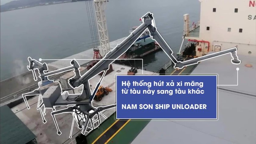 Разгрузка судна с сыпучим цементом