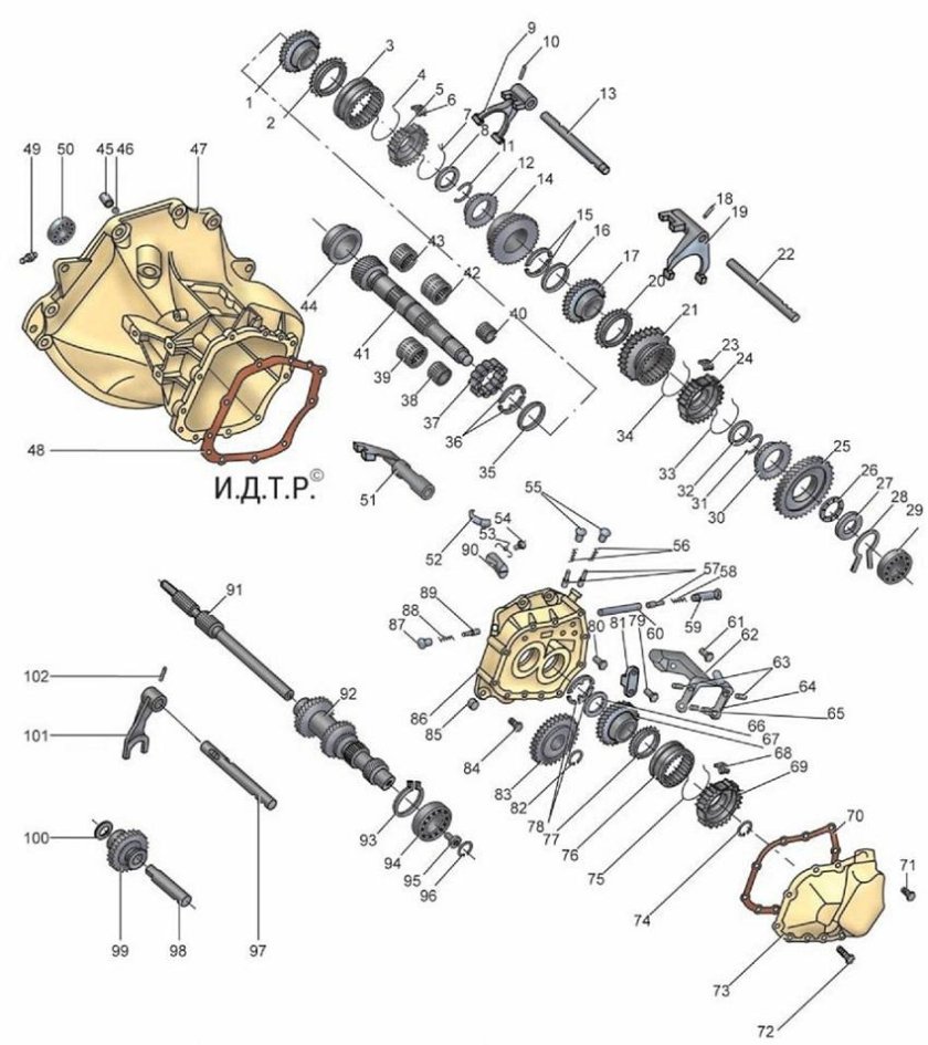 Схема коробки передач Ланос 1.5