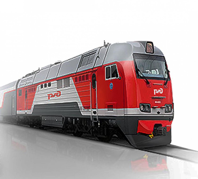 Поезд РЖД на белом фоне