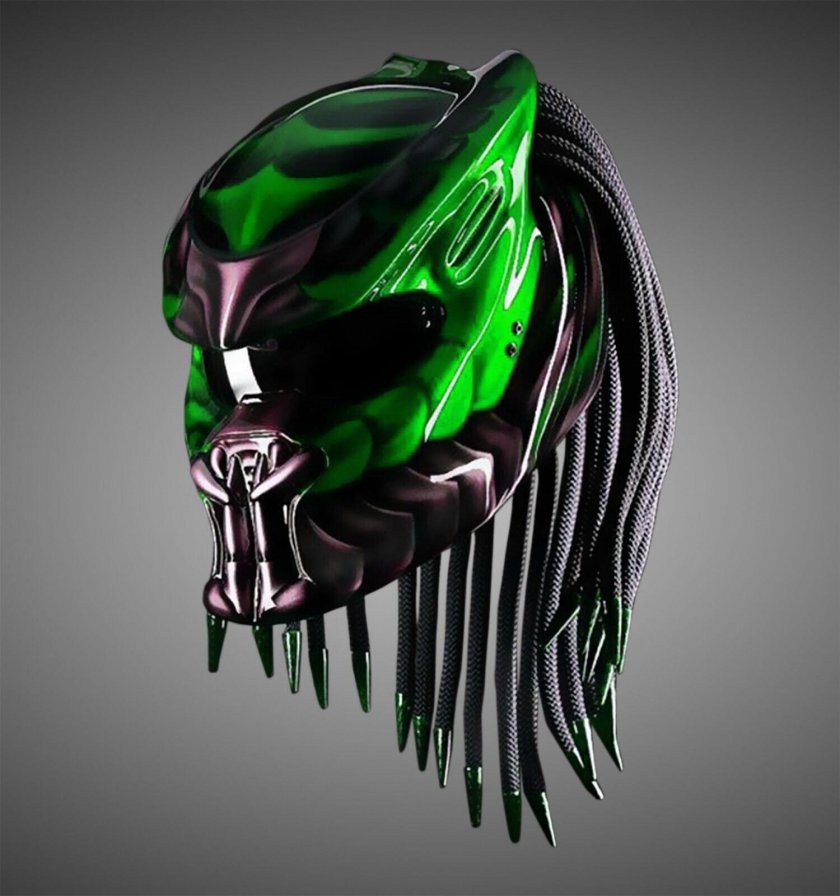 Шлем мотоциклетный предатор зеленый