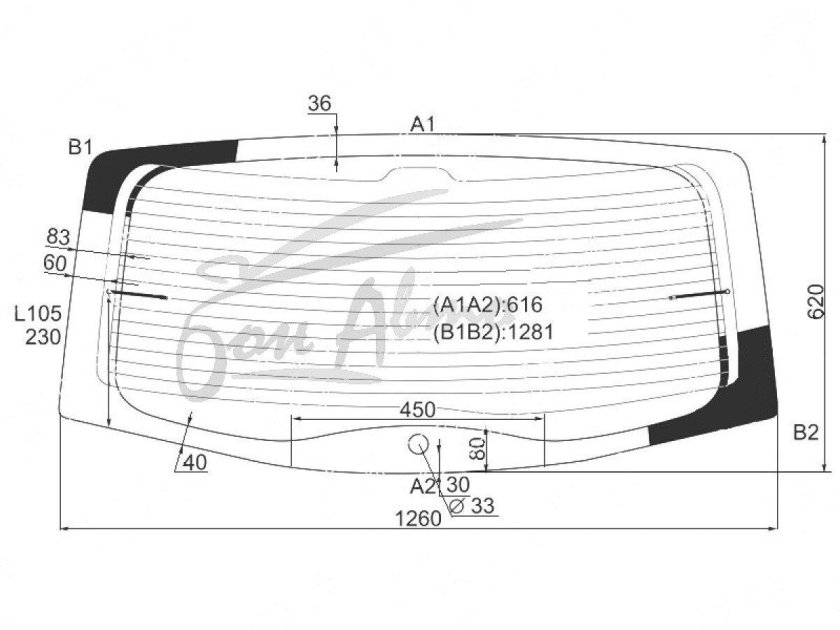 Размер заднего стекла Рено Сандеро 1 поколение