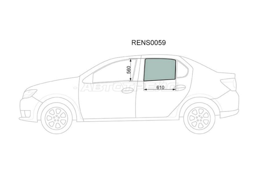 Боковое стекло на Рено Логан 1 размер
