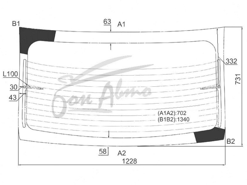 Хендай Элантра размер заднего стекла