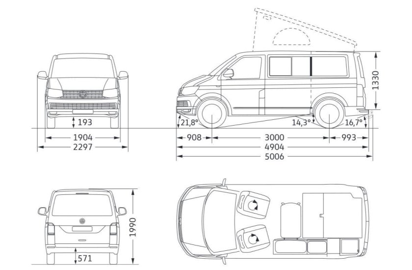 VW Transporter габариты кузова