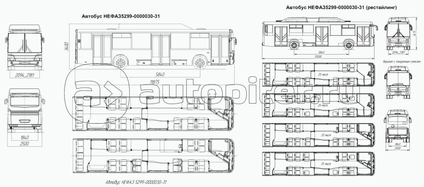 Габариты автобуса НЕФАЗ 5299