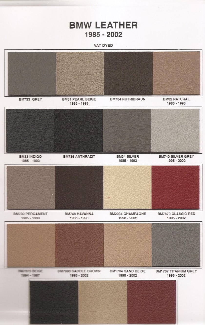 Цвета кожи БМВ