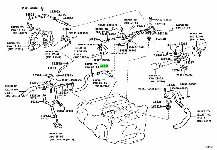 Система охлаждения Тойота Estima дизель 2.2