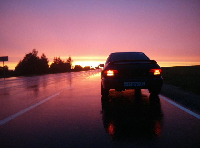 Закат , машина, Субару Форестер