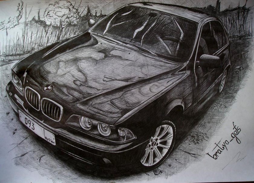БМВ е39 карандашом