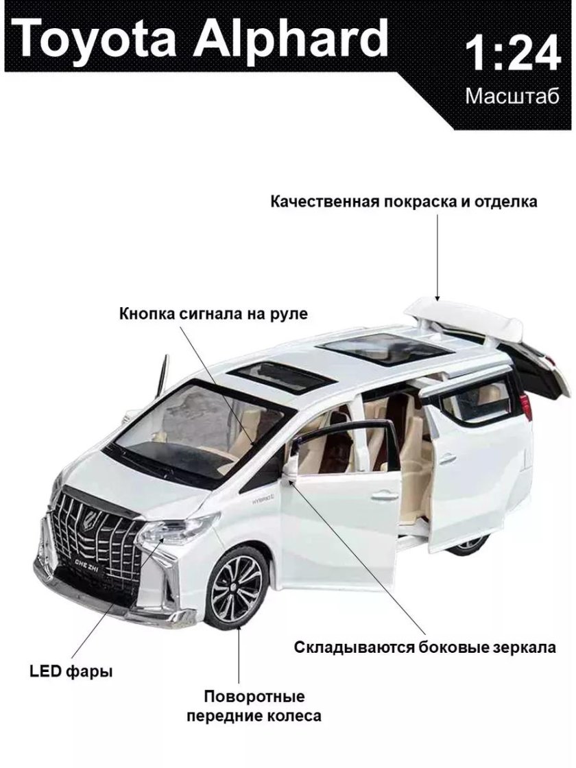 Металлическая машинка модель toyota alphard