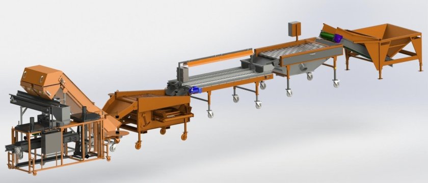 Поточно- механизированная линия ЛМО для мойки и чистки овощей