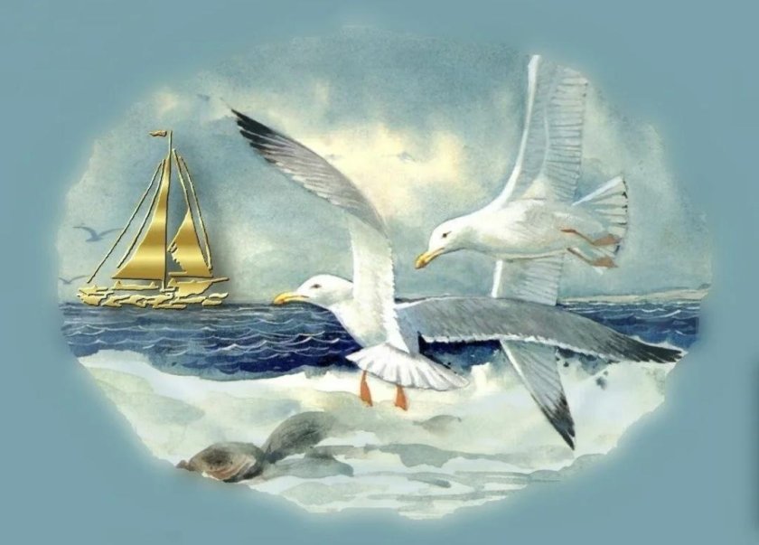 Чайки живопись