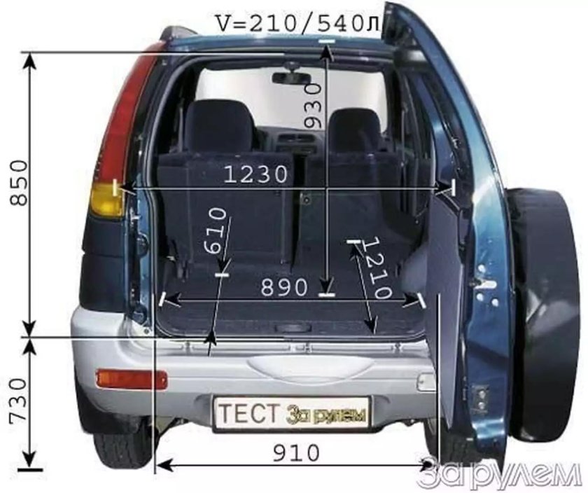 Daihatsu Terios 2006 размер салона