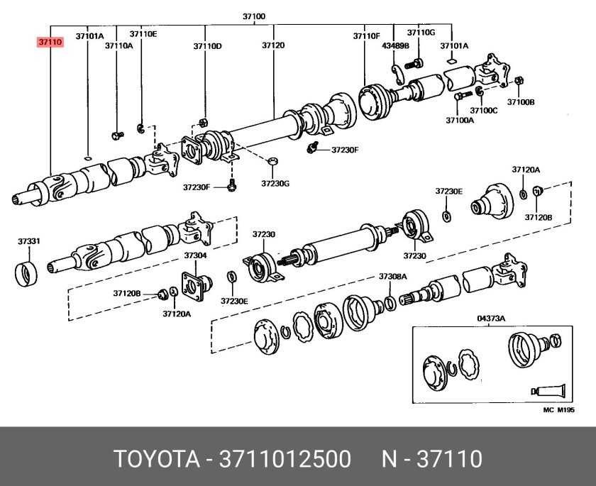 Схема карданного вала Toyota rav4