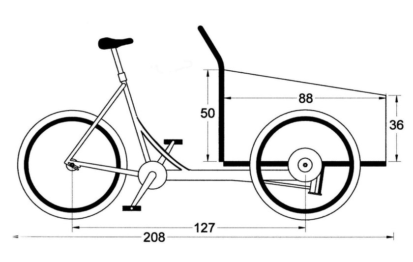 Грузовой трехколесный велосипед чертёж