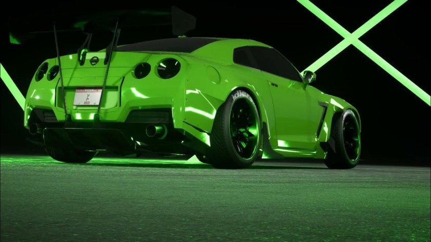 Nissan GTR r35 зеленый