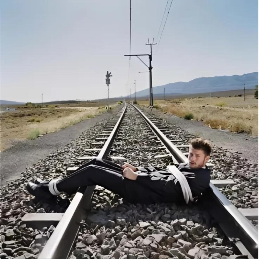 Связанный человек на рельсах