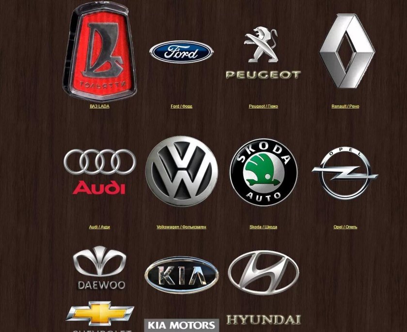 Марки автомобилей