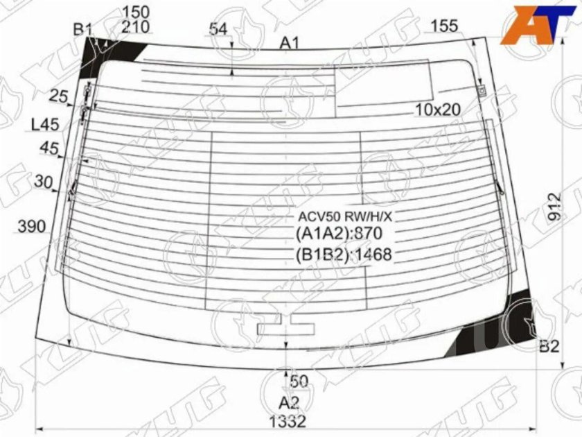 Заднее стекло Тойота Камри 50