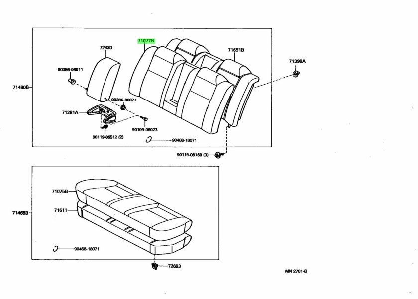 Ширина сидений Тойота Камри