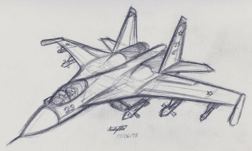 Рисунок самолета Су-27